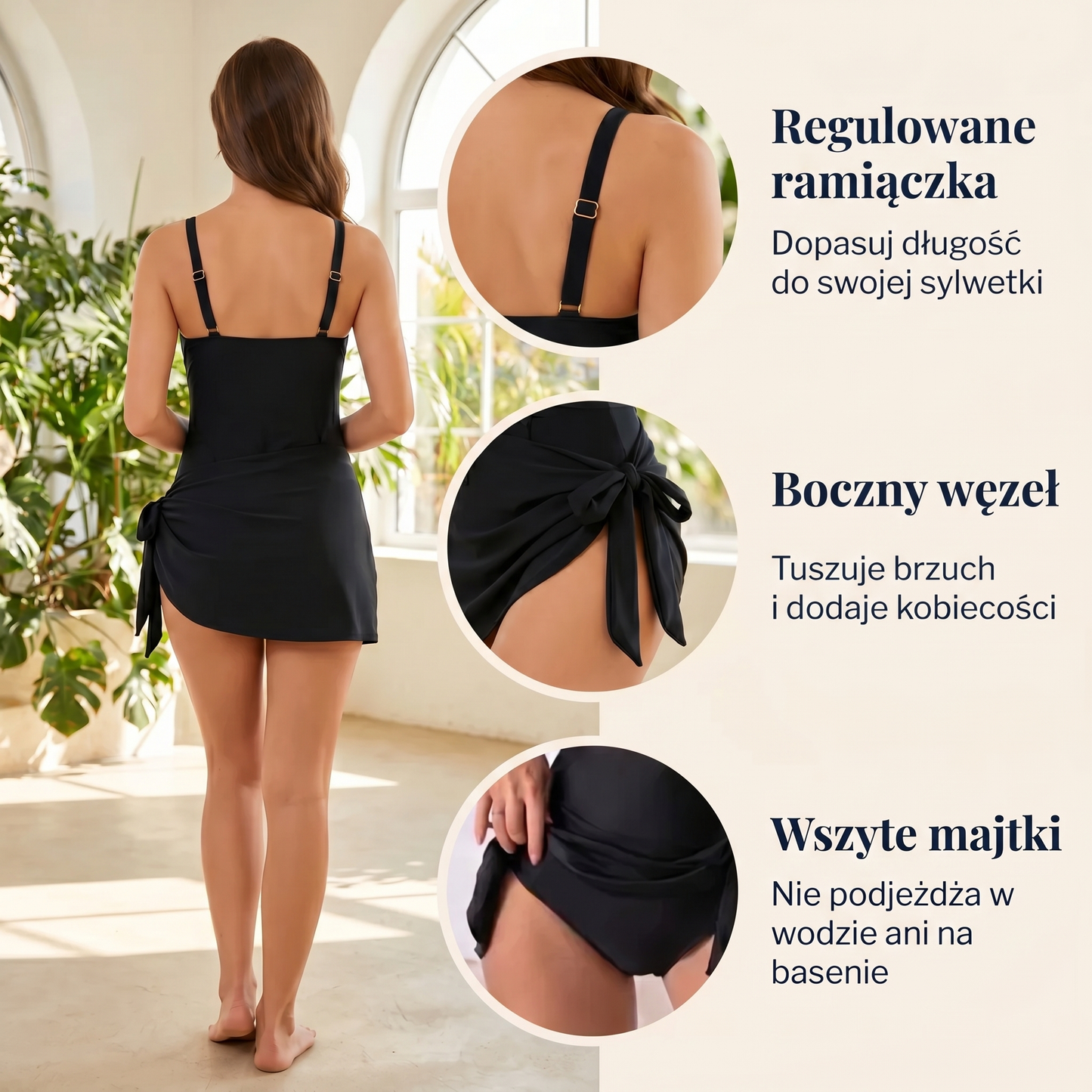 Wyszczuplająca sukienka kąpielowa z węzłem AQUERA